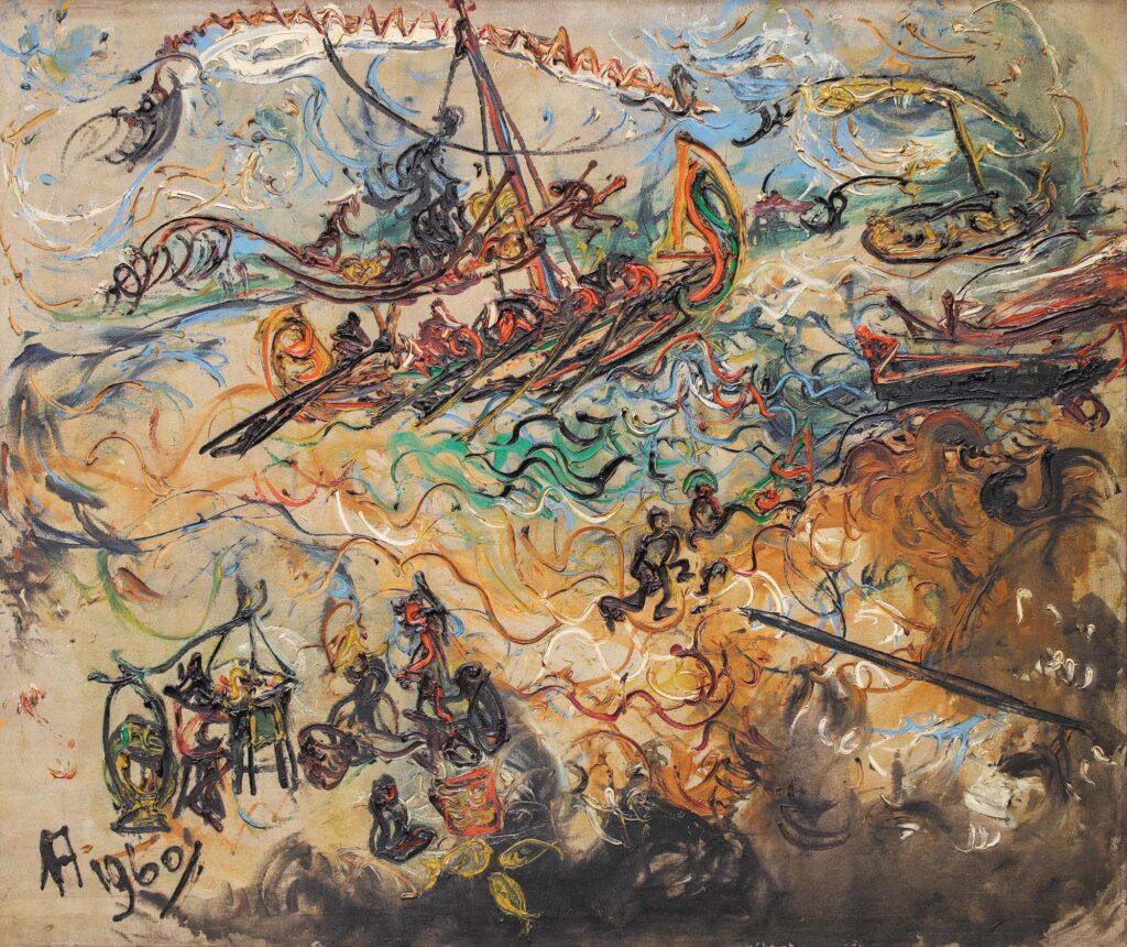 “Perahu Nelayan” Affandi Sapuan Energi dari Pesisir yang Penuh Kehidupan