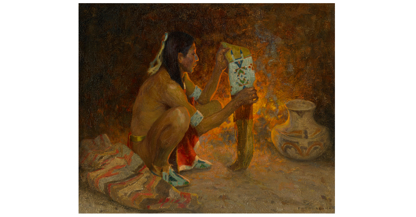 Keheningan Budaya di Kanvas: “Beaded Tobacco Bag” Karya Eanger Irving Couse