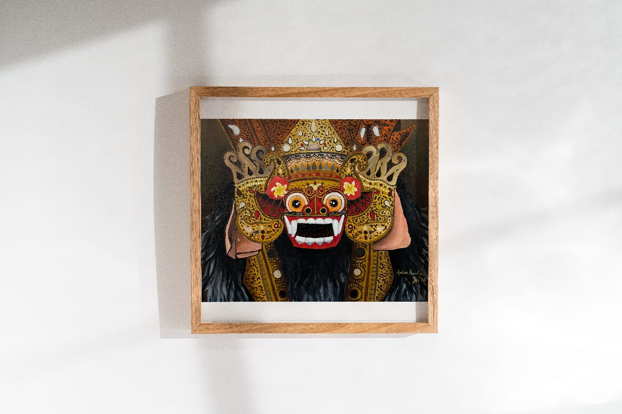 Dari Tangan Seniman Muda: Lukisan ”Barong Bali” Karya Andien Aurelia Siap Dilelang